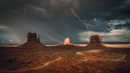 Thunderstorm at the West and East Mitten Buttes, Navajo Tribal Park wallpaper