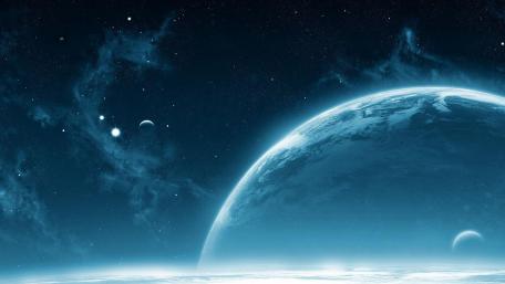 Alien World Under Blue Glow wallpaper