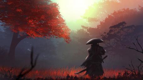 Samurai in Autumnal Haze wallpaper