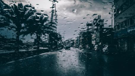 Rainy Street Through a Wet Window wallpaper
