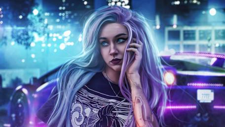 Cyberpunk Dream in Neon Hues wallpaper