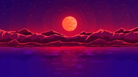 Neon Mountain Majesty at Dusk wallpaper
