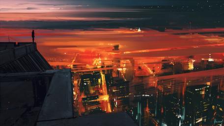 City at Dusk with Vibrant Skies wallpaper