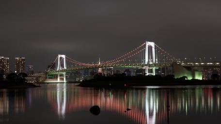 Rainbow Bridge Illuminated Pink for Breast Cancer Awareness wallpaper