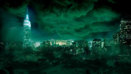 Green fantasy city wallpaper