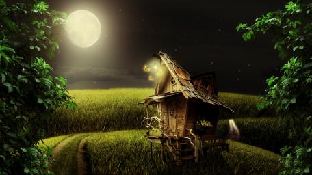 Moonlit Enchantment in a Dreamland Cottage wallpaper