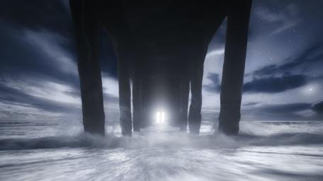 Twilight Serenity Under the Pier wallpaper