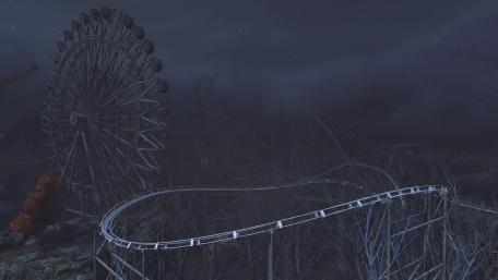 Ferris Wheel in an Abandoned Amusement Park Scene 4K wallpaper