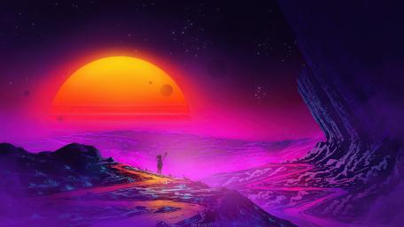 Neon Dusk in a Scythian Fantasy World wallpaper