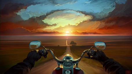 Endless Sunset Ride wallpaper