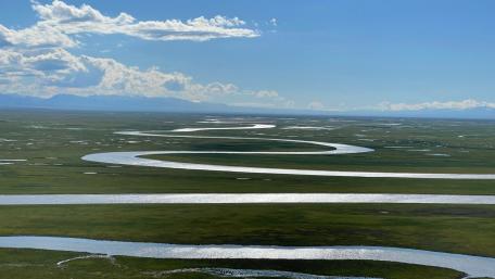 Serene Bends of Nature's River Artistry wallpaper