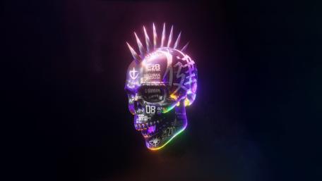 Neon Skull Fusion of Darkness and Light wallpaper