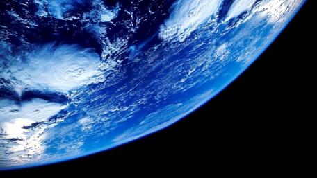 Blue Earth Horizon from Space wallpaper