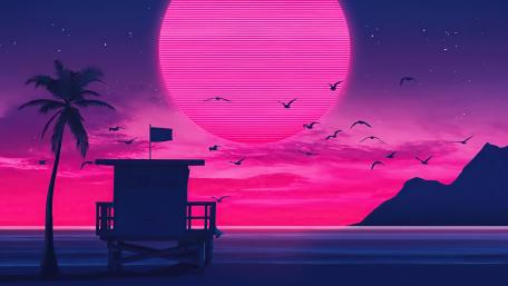 Pacific coast Lifeguard Tower wallpaper