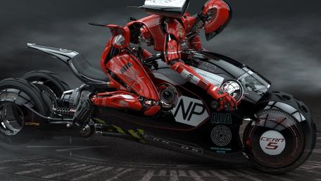 Futuristic Motorcycle Robot Design wallpaper