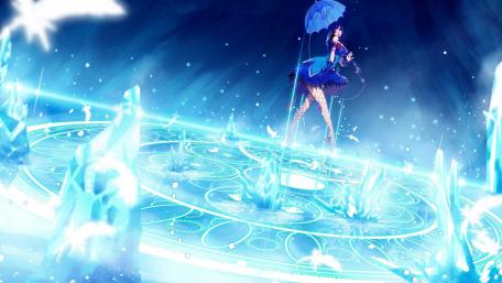 Ethereal Blue Fantasy World in the Rain wallpaper