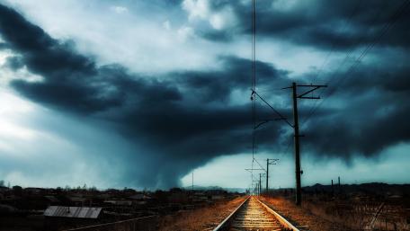 Mysterious Railway Under Dark Skies wallpaper
