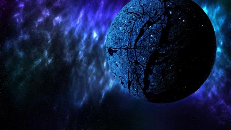 Mysterious Blue Planet in Space Art wallpaper