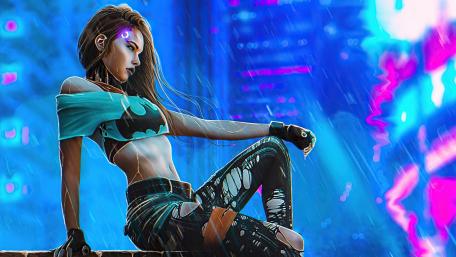 Cyberpunk Visionary in Neon City wallpaper