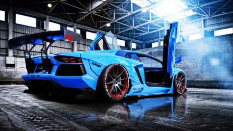 Stunning Blue Lamborghini in 4K wallpaper