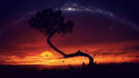 Twilight Serenade Under the Cosmic Arch wallpaper