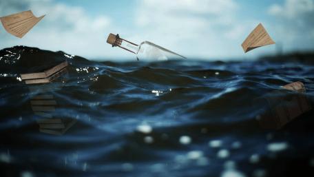 Mystical Message in a Bottle Amidst Waves wallpaper