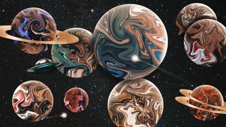 Marbled Planets in Space Artistry wallpaper