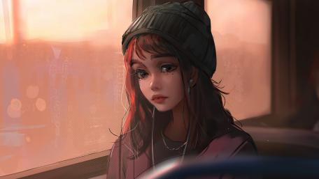 Sunset Sorrow - A Melancholic Anime Solitude wallpaper