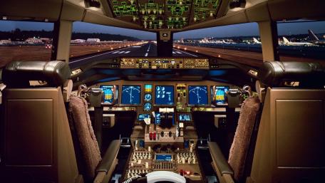 Boeing 777 Nighttime Cockpit View wallpaper