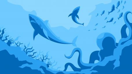 Underwater Odyssey in Blue wallpaper
