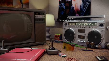 Vintage Gaming and Music Den wallpaper