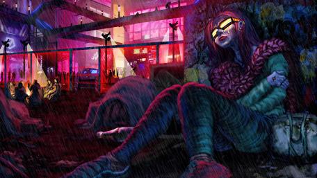 Neon Tears in the Rain wallpaper