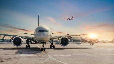 Epic Airliner Takeoff at Sunset wallpaper