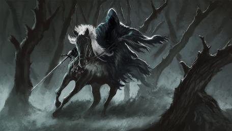 Mysterious Rider in the Haunted Woods wallpaper
