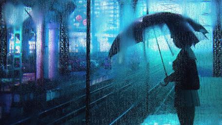 Waiting in the rain wallpaper