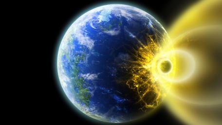 Collision of our planet wallpaper