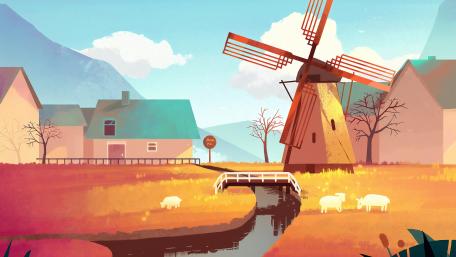 Pastoral Windmill Fantasy wallpaper