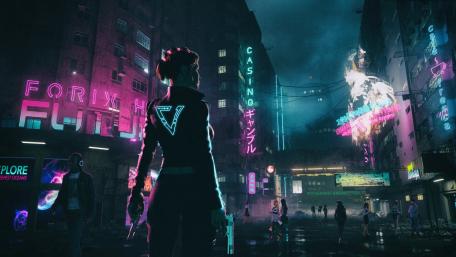 Neon Metropolis Under Midnight Hues wallpaper