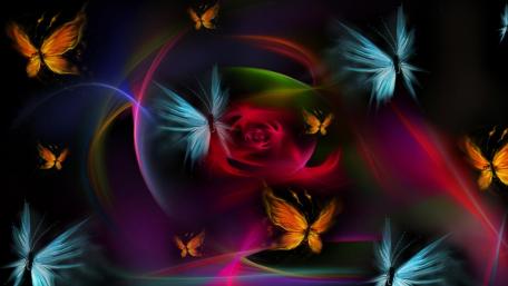Glowing Butterflies in a Colorful Dreamscape wallpaper