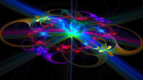 Vibrant Neon Swirls in a Colorful Dance wallpaper