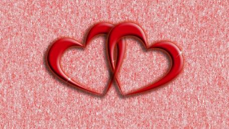 Romantic Hearts on a Pink Background wallpaper