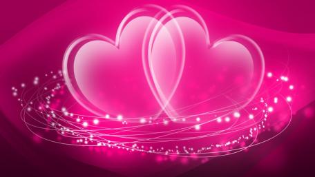Hearts Embraced in Soft Pink Glow wallpaper