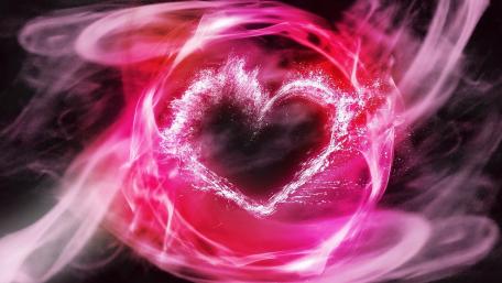 Ethereal Pink Heart in Neon Smoke Artistry wallpaper