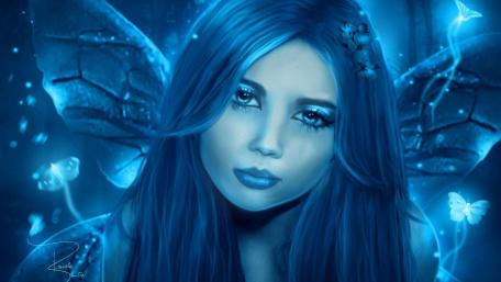 Enchanting Blue Fairy in Dreamland wallpaper