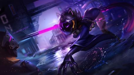 Futuristic Ninja Cat Girl in Action wallpaper