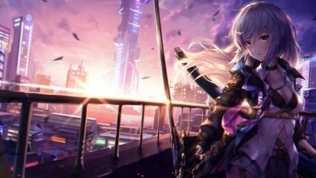 Cityscape Warrior Girl wallpaper