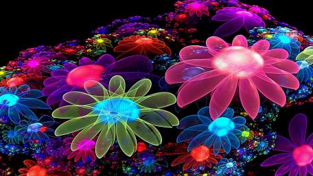 Neon Floral Dreamscape Wallpaper wallpaper