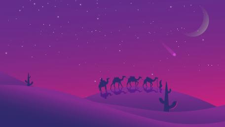 Minimal desert with camels wallpaper