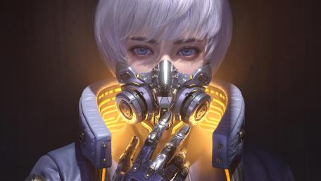 Futuristic Gaze Amidst Digital Dreams wallpaper