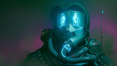 Futuristic Guardian in Neon Glow wallpaper